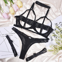 Sous-vêtements exotiques pour femmes pour la saint-valentin dentelle jarretière sangle Lingerie ruban épissage col broderie/appliques