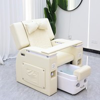Chaise de pédicure électrique inclinable en promotion avec coussin en forme de arc, bain de pieds, table latérale et prise pour salon de beauté commercial