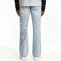 SOONREE Jeans personnalisés pour hommes, noirs, gothiques, brodés de dragons, style Y2K, streetwear, pantalons en denim, fabrication directe