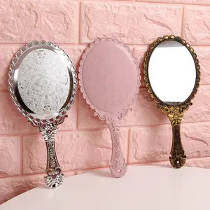 Retro Hand Mirror Makeup Handheld Decorative Vintage Lace Cosmetic Portable Travel Mirror