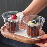 Gobelets en plastique transparent sans BPA pour desserts, avec couvercles, logo personnalisé, 92 mm, capacité 9 oz, pour boissons froides, vente en gros