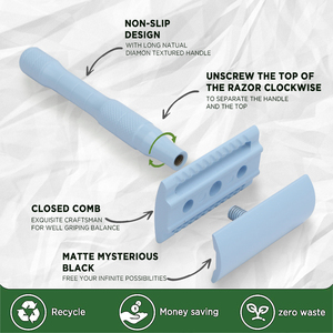 มีดโกนแบบกำหนดสีเองได้ ปราศจากขยะ |   มีดโกนทองเหลืองพรีเมียมพร้อมใบมีดสองคมสำหรับการโกนหนวดที่เป็นมิตรกับสิ่งแวดล้อมและชุดของขวัญ - Product Image 5