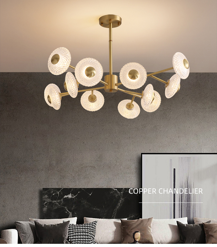 Nordic Golden Color Acrylic Decorative Modern Led Chandelier Pendant Lamp For Indoor Lighting