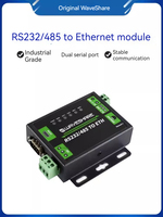 Modul WaveShare D_A_MW0006 RS232/485 ke Ethernet RJ45 Dual Serial Ethernet Modbus Gateway Kelas Industri