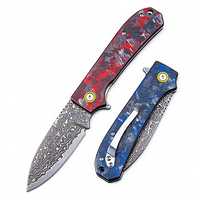 Couteau pliant Premium VG10 Core Damascus avec manche en fibre de carbone et roulement à billes pour activités de plein air, EDC et collection