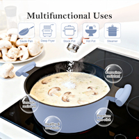 Marmite à soupe et faitout Sanlang compatible induction 28 cm en fonte d'aluminium antiadhésive personnalisée avec cuiseur vapeur profond