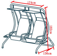Chaise de balançoire de patio extérieur à 2 places, sièges de porche avec porte-gobelet et auvent amovible