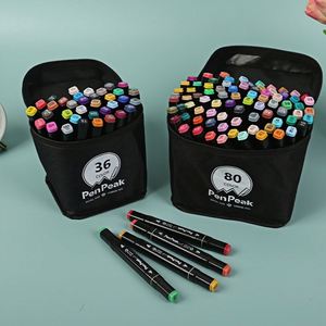 Custom Drawing Art <b>Markers</b> 24-168 Colors Alcohol-Based <b>Permanent</b> Dual-Tip (6-7mm/1-2mm) Sketch Pens Set - Product Image 2
