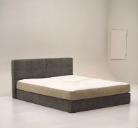 Cadre de lit tout en mousse, taille King et Queen, rembourré en tissu doux, modulaire, gain de place, emballage compressé, sans assemblage