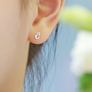 Dylam New Arrival Hypoallergenic Nickel Free 925 Sterling Silver Kid Children 5A CZ Cubic Zirconia <b>Cat</b> Stud <b>Earrings</b> - Product Image 4