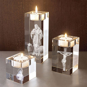 Hot Custom Wedding Gift Religion Christmas Festival <strong>Candle</strong> <strong>Holder</strong> K9 Crystal Glass 3D Laser Engraving <strong>Angel</strong> Photo Printing - Product Image 1