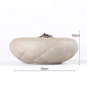 Quemador de Incienso de Cerámica Estilo Antiguo con Diseño de Loto y Arena Púrpura, Tallado Meticuloso y Diseño de Humo, Ideal para Meditación y Decoración del Hogar - Product Image 3