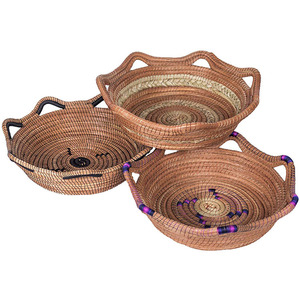 Cestas de Almacenamiento de Mimbre Tejido, Forma Irregular con Asas, Color Marrón, para Frutas y Alimentos - Product Image 1