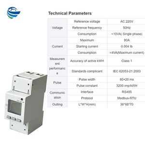 Medidor de Energía Inteligente Inalámbrico 4G/WiFi, Gateway Digital para Riel DIN con Comunicación RS485, Clasificación IP51, Precisión Clase C - Product Image 6