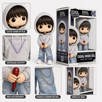Figurine d'idole Kpop personnalisée, sweat à capuche décontracté, figurine vinyle de collection avec microphone, coffret cadeau pour fans, présentoir de vente au détail, marchandises en gros