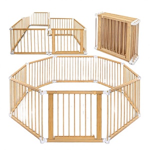 Parque de juegos convertible de madera maciza al por mayor, centro de actividades para bebés, valla modular para guardería - Product Image 2