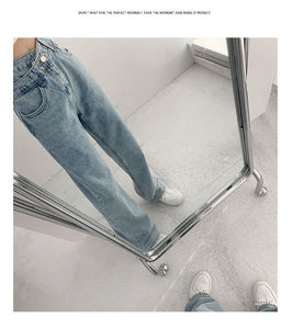 Jeans in denim da donna a vita alta, modello Net Red, con design a vita incrociata, <span class=keywords><strong>pantaloni</strong></span> dritti larghi estivi, stile retrò, modello Mop verticale - Product Image 4