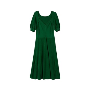 Al por mayor de punto señoras vestido oficial mangas cortas abullonadas hasta la rodilla vestidos elegantes de las mujeres - Product Image 1