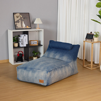 Canapé pouf en denim style jean avec ottoman et coussin pour s'asseoir et dormir