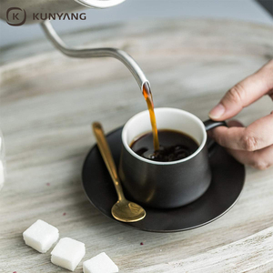 Bán buôn hộ gia đình Espresso gốm Mug <span class=keywords><strong>Cup</strong></span> với chiếc đĩa đầy màu sắc Men tùy chỉnh chén gốm và chiếc đĩa đặt - Product Image 5