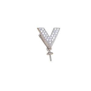 Colgante en Forma de V de Plata S925, Soporte Vacío para Joyería DIY, Accesorio para Collar de Perlas Personalizado, Colgantes de Jade, Dijes - Product Image 5