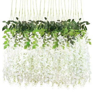 Stupid Bird Guirlande artificielle de glycine blanche 108 cm à suspendre pour décoration de mariage extérieur, fleurs en plastique et soie - Product Image 1