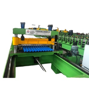 Máquina formadora de rollos de panel de techo corrugado impulsado por caja de engranajes de corte de moscas de alta velocidad - Product Image 2
