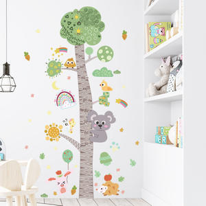 Grande taille bébé <span class=keywords><strong>chambre</strong></span> d'enfant dessin animé animal arbre croissance tableau règle décoration murale autocollants 3d - Product Image 1