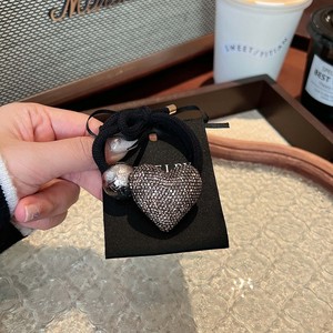 Luxury Shining Rhinestone Love Heart-Shaped Pearl Double Elastic Metal Hair Band for Women <b>Wedding</b> <b>Accessories</b> - Product Image 3