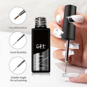 Fourniture de haute qualité or argent métal <span class=keywords><strong>effet</strong></span> Mirrir Nail Art Liner Gel peinture tremper UV LED <span class=keywords><strong>miroir</strong></span> métallisé Liner Gel <span class=keywords><strong>vernis</strong></span> - Product Image 1