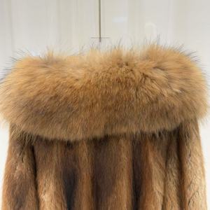 Col en fourrure de raton laveur pardessus <span class=keywords><strong>court</strong></span> taille personnalisée vraies fourrures manteaux de vison pièces pour femmes - Product Image 4