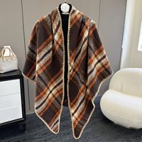 Écharpe élégante en laine d'hiver de couleur unie de luxe pour femmes, châle en cachemire, couverture, poncho, foulards chauds à la mode
