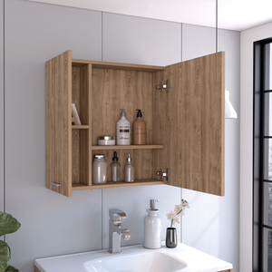 Gabinete de pino de doble puerta DB Medicine 23H con cuatro estantes interiores para muebles de baño - Product Image 4