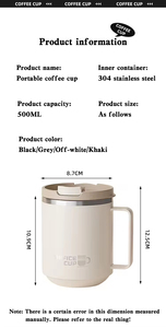 Tazas Personalizadas de 500 ml, Tazas de Viaje Aisladas al Vacío, Taza de Café de Acero Inoxidable 304 con Tapa - Product Image 6