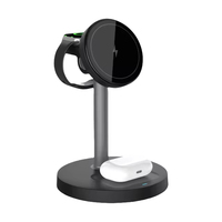 SDL Wholesale15W Chargeur sans fil rapide 3-en-1, station de charge magnétique avec support pour téléphone portable, montre et écouteurs