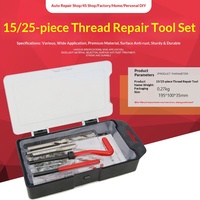 Kit de réparation de filetage automobile avec tarauds et filières pour trous filetés de bougies d'allumage - Outil de filetage 15/25 pièces