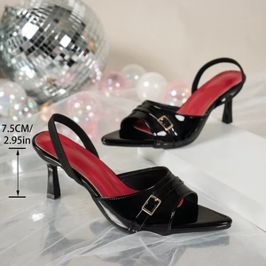 <span class=keywords><strong>Sandali</strong></span> in Pelle Verniciata <span class=keywords><strong>Bordeaux</strong></span> - <span class=keywords><strong>Tacco</strong></span> a Spillo con Cinturino e Punta Affusolata per Feste Serali, Scarpe da Donna - Product Image 4