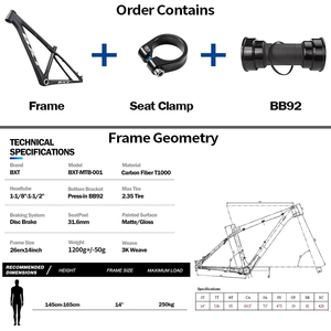 BXT 26er MTB 14inch Full Carbon Kids 160 Disc T1000 Fiber - Product Image 3