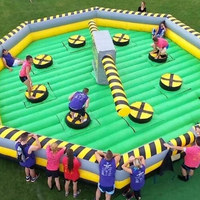 Jeu gonflable Wipeout avec balayeuse mécanique pour enfants et adultes, location pour événements, carnaval, team building
