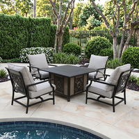 Ensemble de 5 pièces de mobilier de jardin moderne en aluminium pour foyer extérieur, résistant aux intempéries, comprenant canapé et table à manger, pour terrasse