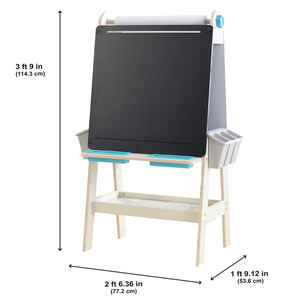 Chevalet d'art double face en bois pour enfants, réglable, avec plateau de rangement pour rouleau de papier, tableau blanc et tableau noir - Product Image 5