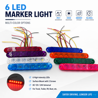 6 LED Notfall-Warnleuchte für LKW und PKW mit Gelb Rot Blau Weiß Verkehrslicht 12-24V DH-041 Modell Neu
