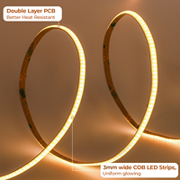 Bande LED COB en rouleau 3mm 400 LED/m 5V USB 5.5W/M Auto-adhésive Sans points IP20 Dimmable Coupable Flexible pour Éclairage