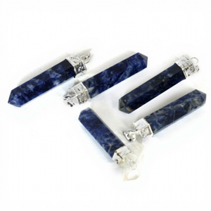 Colgante de Cristal Azul Pulido en Forma de Torre Hexagonal con Tapa Plateada, Piedra DIY, GEMAS DE ÁGATA JILANI, Coleccionable de Arte - Product Image 5