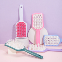 Brosse démêlante professionnelle Wanmei pour femmes, en plastique, avec manche, pour cheveux bouclés, épais, longs, confortables et ondulés