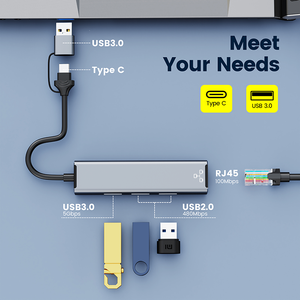 Bộ Chuyển Đổi USB Sang <span class=keywords><strong>RJ45</strong></span> <span class=keywords><strong>Ethernet</strong></span> Bộ Chia USB OTG USB 3.0 <span class=keywords><strong>Hub</strong></span> <span class=keywords><strong>4</strong></span> Trong 1 Type C Cho Macbook Dell Laptop - Product Image 3