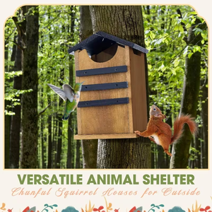 Grote, stevige cederhouten vogelhuis & eekhoornverblijf met eendennestkast, handgesneden houten vogelhuisjes - Product Image 4