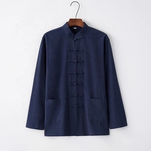 เสื้อเชิ้ตแขนยาวผ้าฝ้ายและผ้าลินินสไตล์จีนสำหรับผู้ชาย สไตล์ถังย้อนยุค เสื้อผ้าลำลองผ้าลินินสำหรับผู้ชาย เสื้อผ้าสำหรับทำสมาธิแบบเซน - Product Image 3