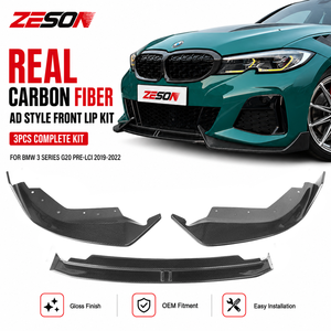 Lèvre avant en fibre de carbone véritable style AD pour BMW Série 3 G20 G28 330i M340i 2019-2022 Pre-LCI <span class=keywords><strong>M</strong></span> Sport Bumper Splitter - Product Image 1