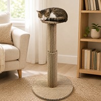 Tour à gratter pour chat en feutre de liège écologique et durable, à double colonne, avec base, design moderne minimaliste à rayures verticales